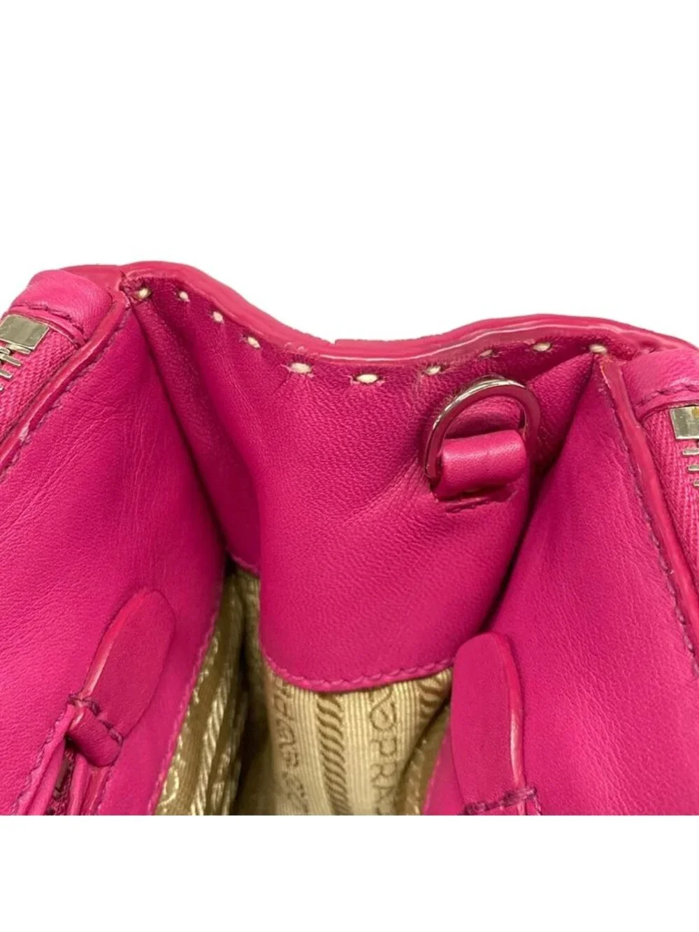 Prada Handbag Canapa City Beige Pink Leather